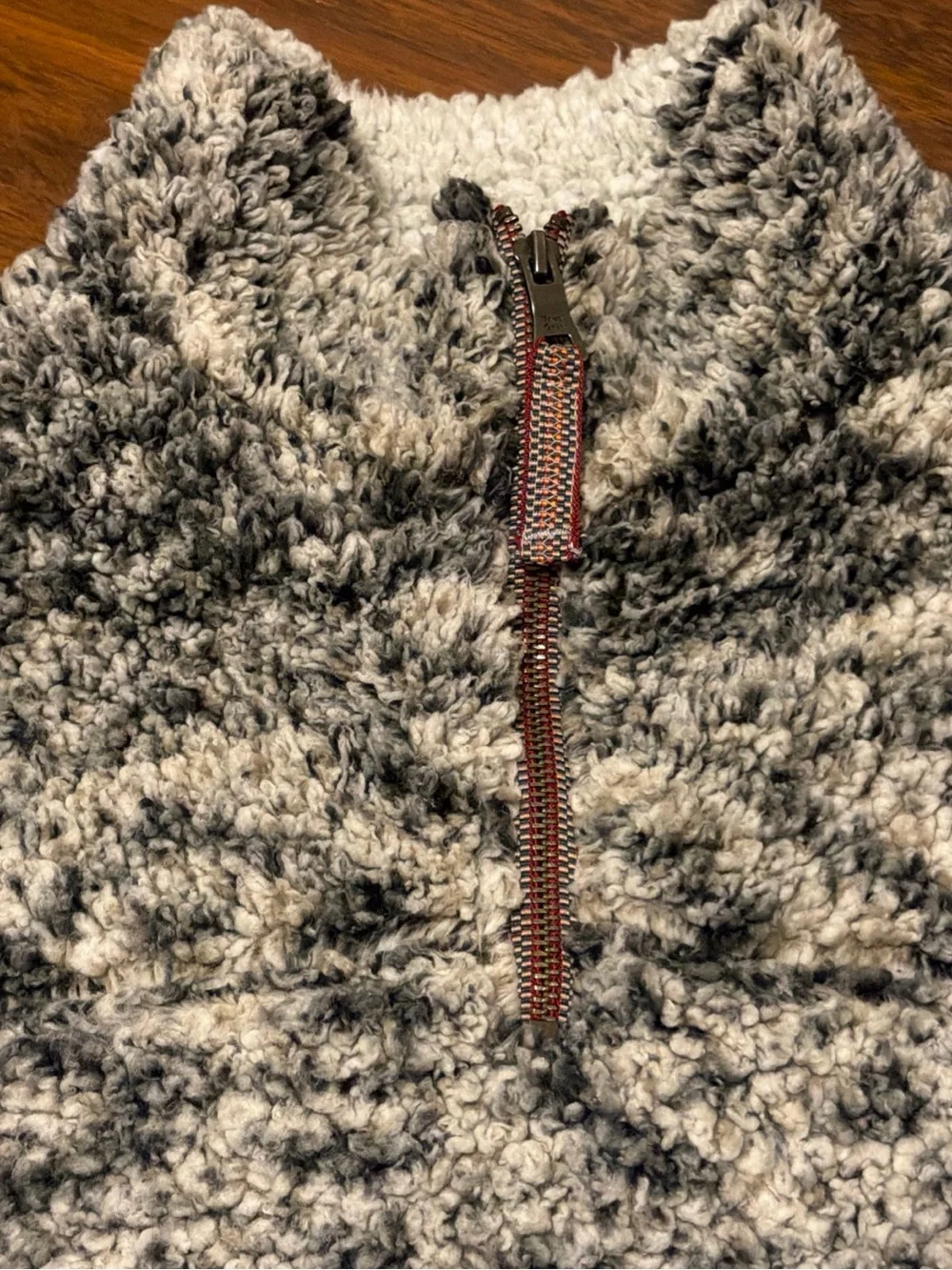 True Grit Men's Cream & Gray Sherpa Zip Pullover